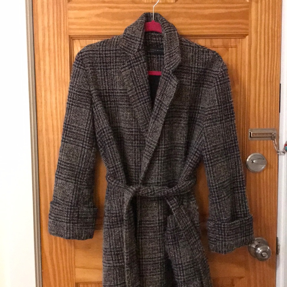 Zara Houndstooth Belted Jacket